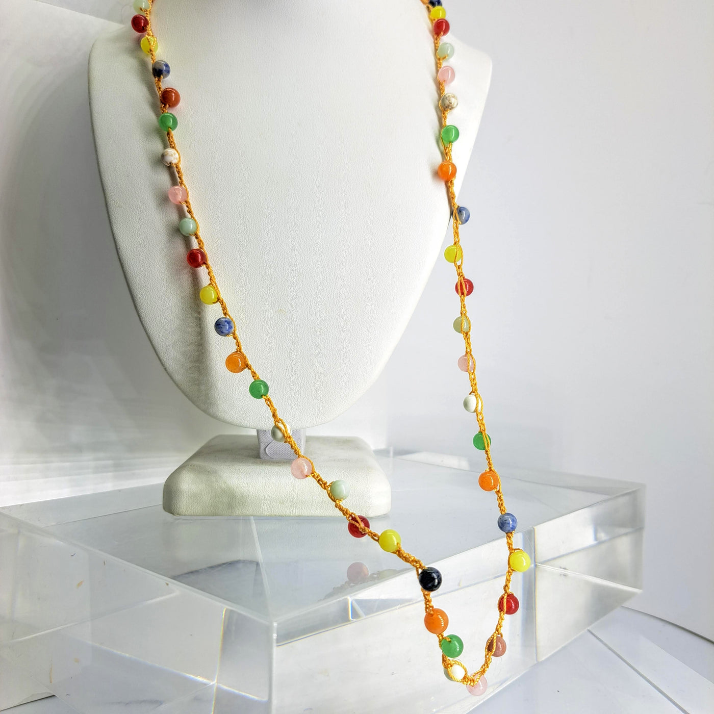 "Lucky Charms" 32" Necklace - Mixed Gemstone, Crochet