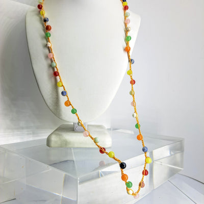 "Lucky Charms" 32" Necklace - Mixed Gemstone, Crochet