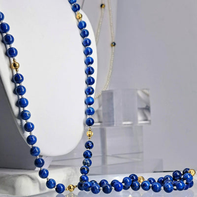"Deep Blue" 36" Necklace - Lapis, 14k Gold
