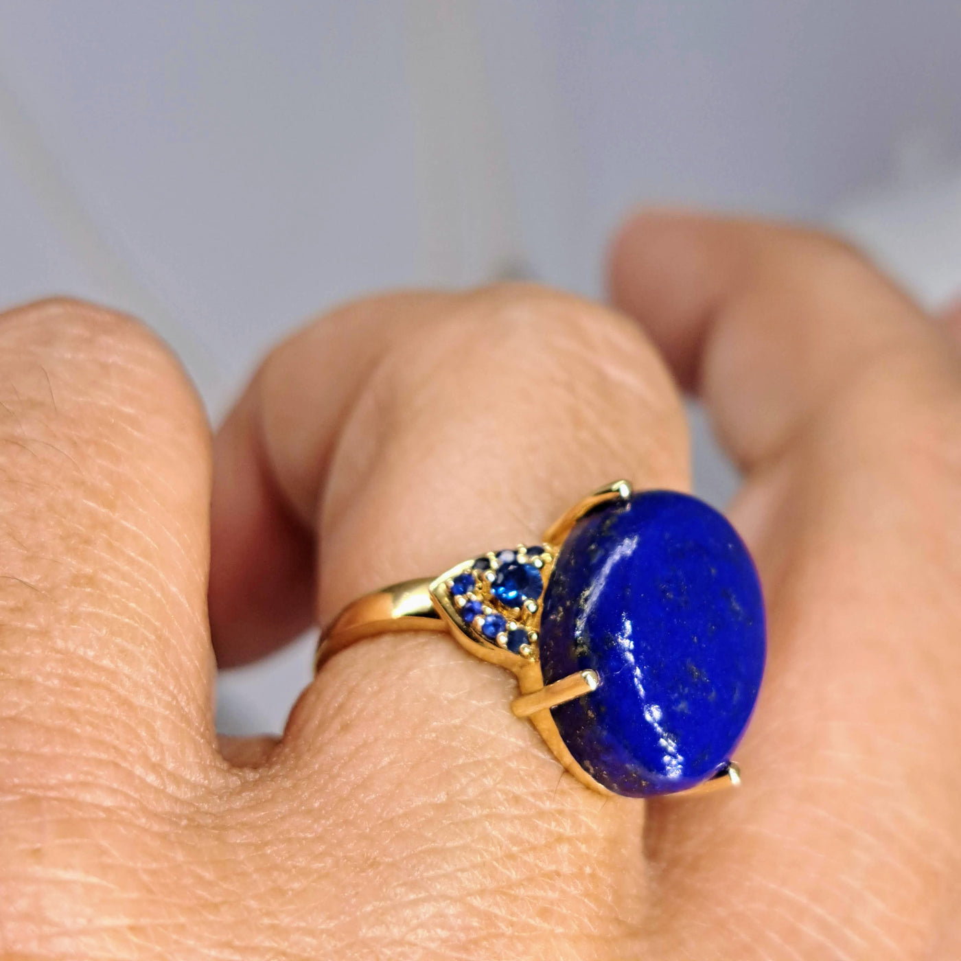 "My Deepest Blues" Sz 7 Ring - Lapis, Sapphire, 14k Gold