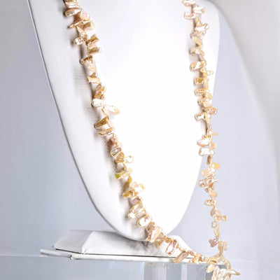 "Fiddlesticks" 36" Necklace - Stick Pearls, Sterling
