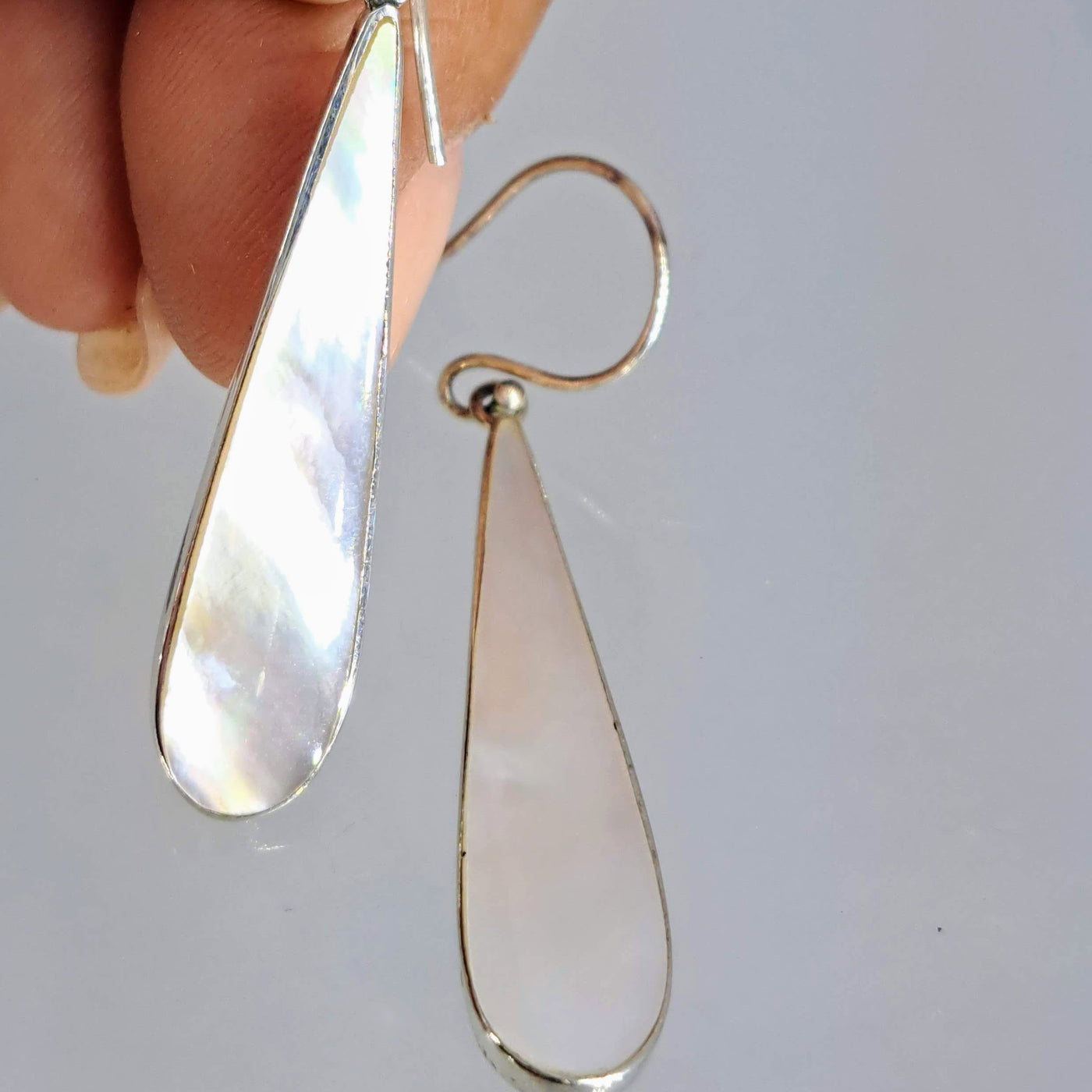 "Exclamation #2!" 2" Earrings - Mother Of Pearl, Sterling