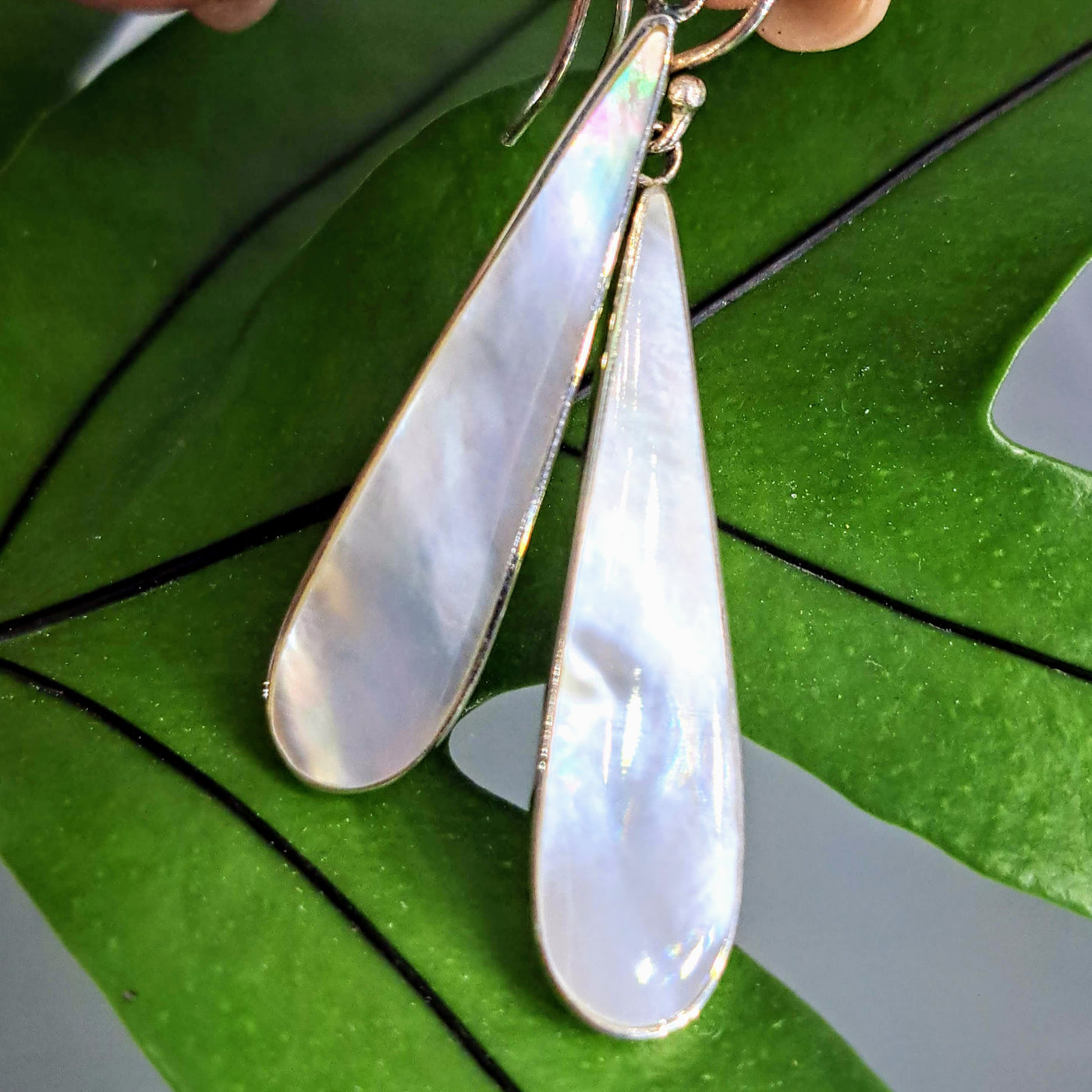"Exclamation #2!" 2" Earrings - Mother Of Pearl, Sterling