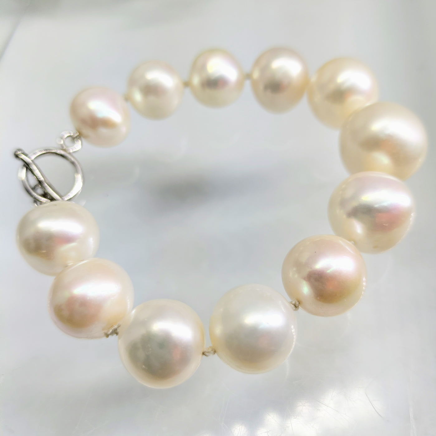 "Some Balls" Bracelet - Pearls, Sterling Toggle Claps
