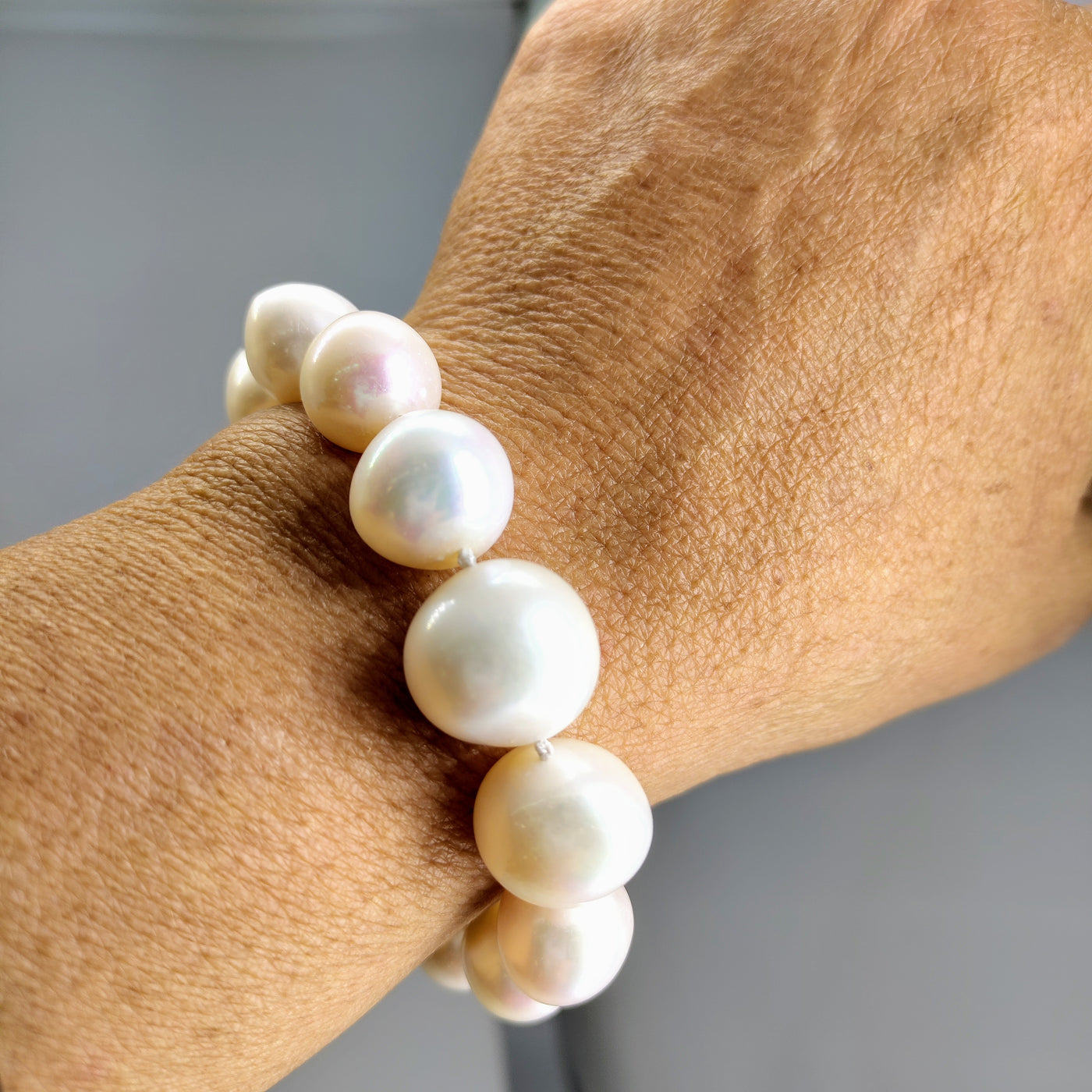 "Some Balls" Bracelet - Pearls, Sterling Toggle Claps