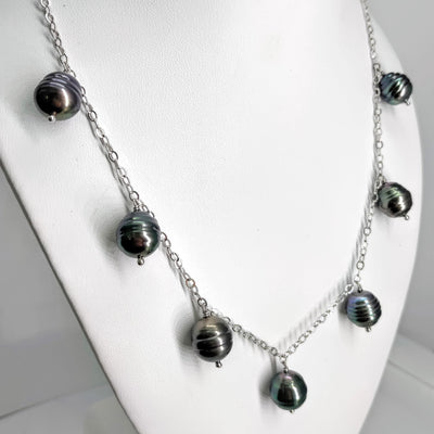 "Ring-A-Ling" Necklace - Tahitian Pearls, Sterling