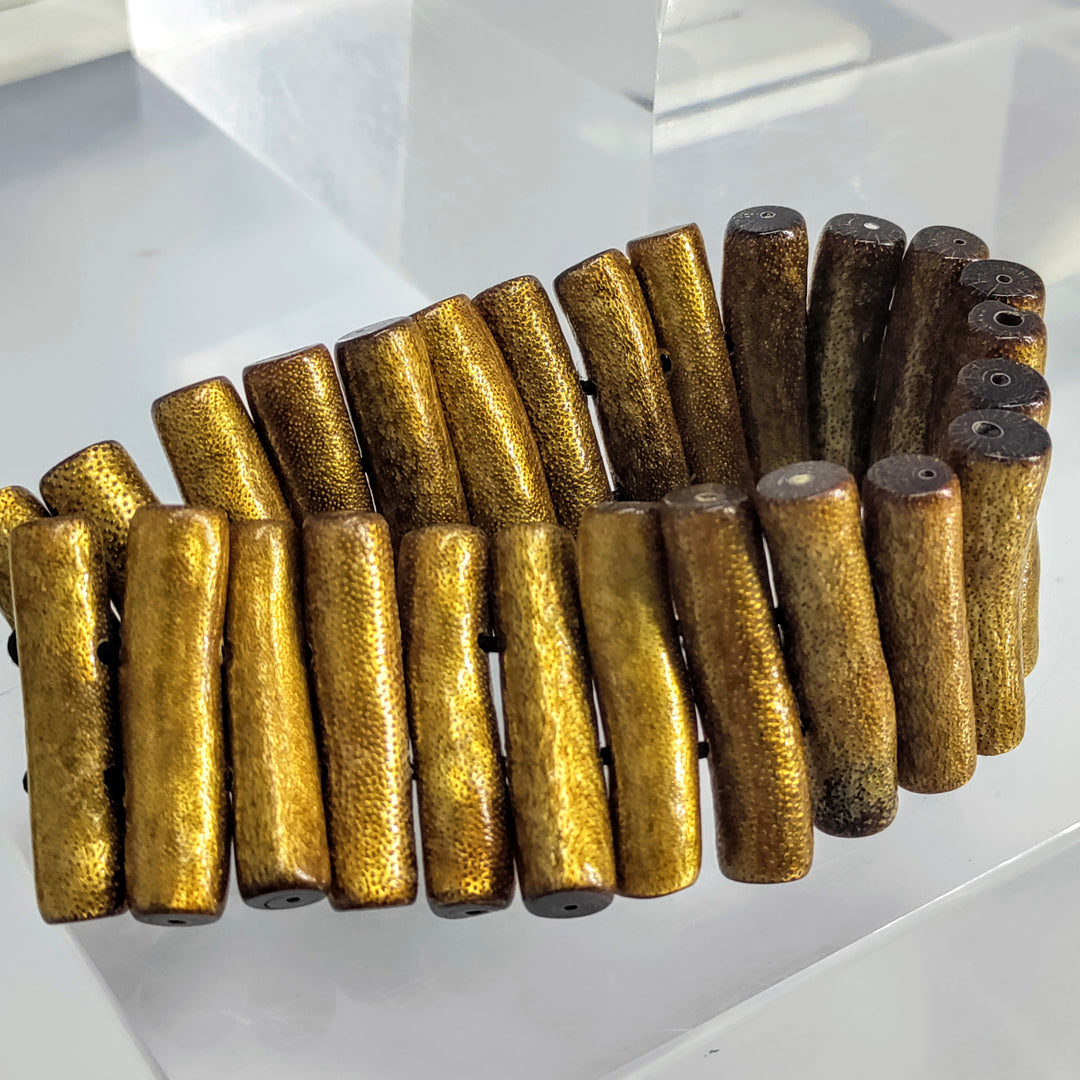 "Golden Ladder" Bracelet - Natural, Ethical, Golden Coral, Elastic