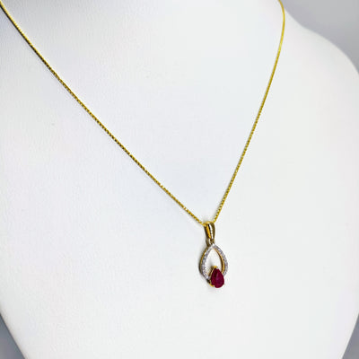 "Ruby Wish" Necklace - Ruby, Diamonds, Gold