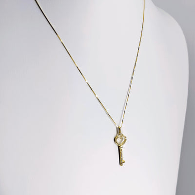 "The Key(s) To My Heart" 18" Pendant Necklace - Diamonds,14k Gold