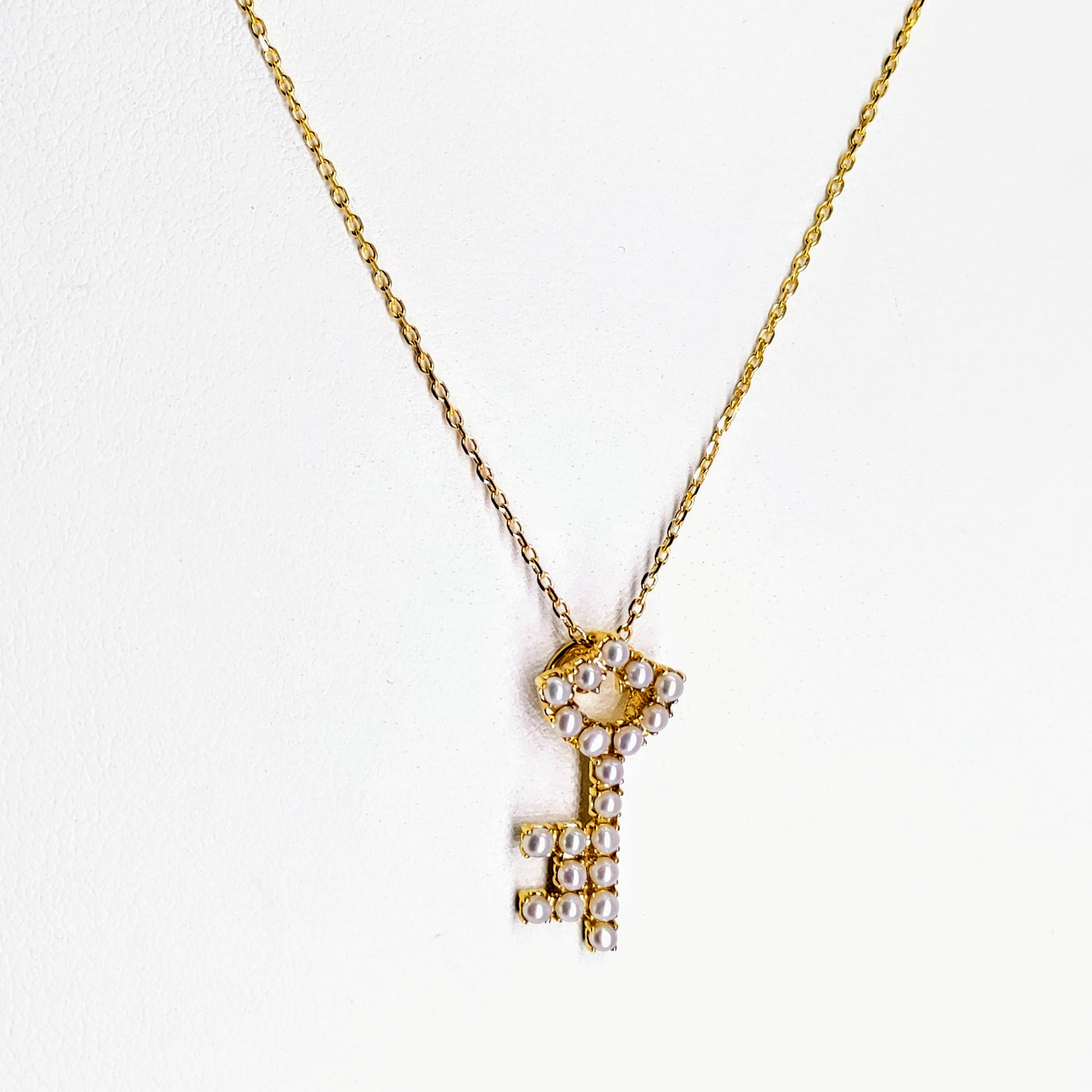 "Key to the Deep" 16"-18" Necklace - Gold, Pearl