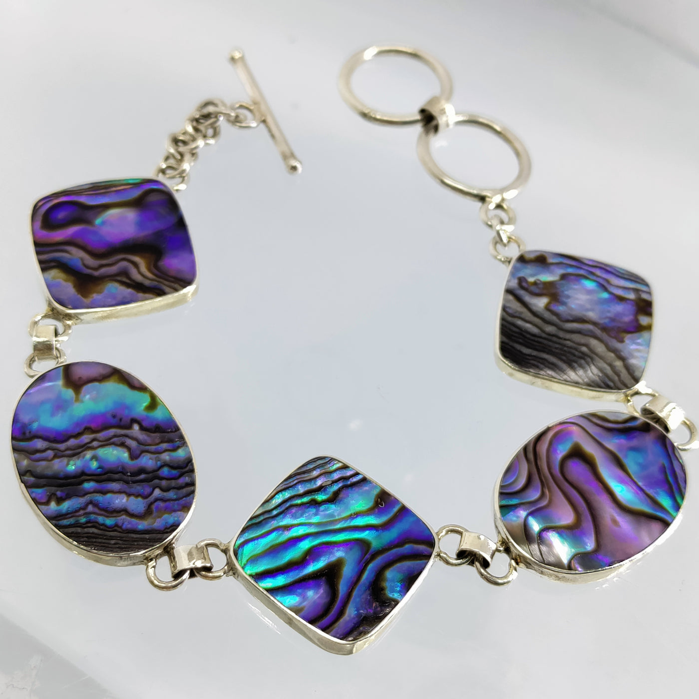 Paua-Full 6.5" - 7'5" Bracelet - Paraua Shell, Sterling