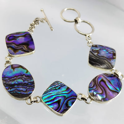 Paua-Full 6.5" - 7'5" Bracelet - Paraua Shell, Sterling