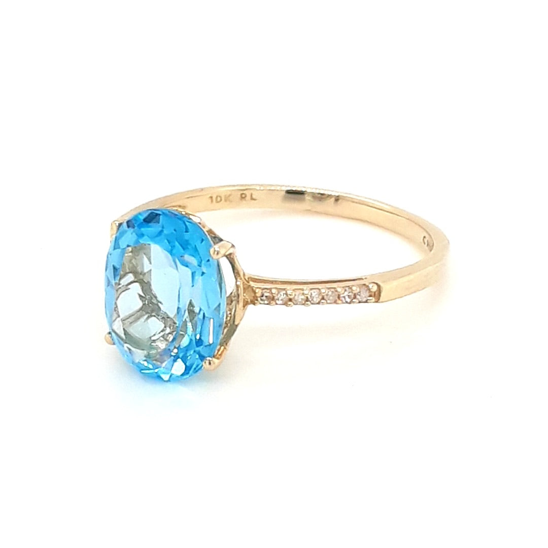"Gin and Tonic...Hold the Tonic" Ring - Blue Topaz and Diamond Gold