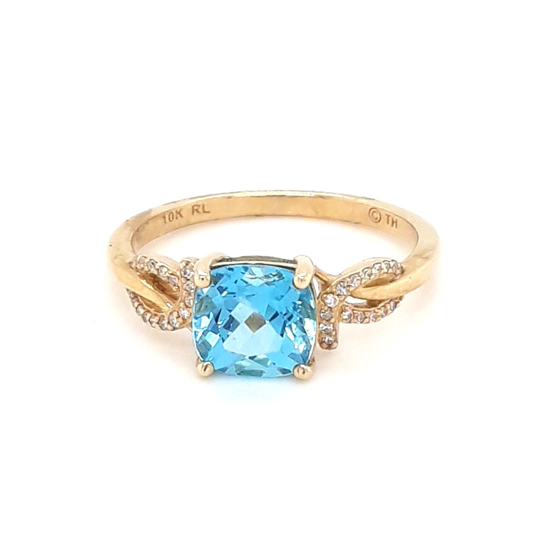 "Infinity and Beyond" Ring -  Blue Topaz and Diamond Gold