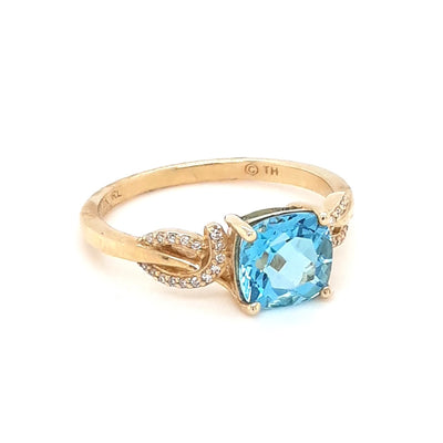 "Infinity and Beyond" Ring -  Blue Topaz and Diamond Gold