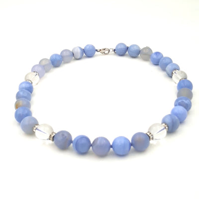 "Blue Lace" 18"-20" Necklace - Blue Lace Agate, Quartz